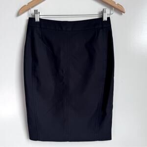 AKRIS PUNTO Navy Pencil Skirt Size 2 Officecore Work Business‎ Cotton Stitching